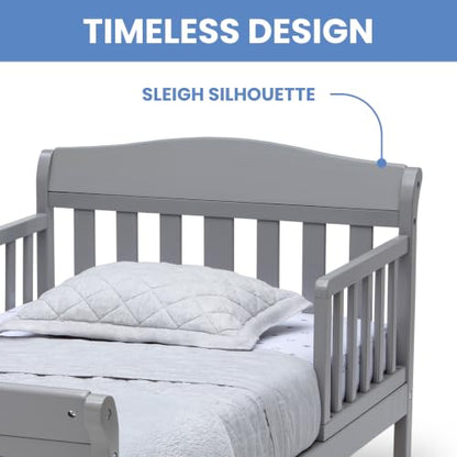 Toddler Bed with Guardrails and Waterproof Mattress - Grey