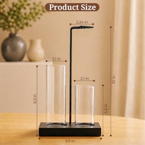 Incense Holder with Glass Ash Catcher and Wooden Base - Home Decor
