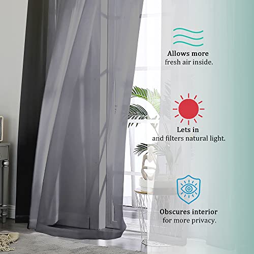 OWENIE Extra Long Sheer Curtains 120 Inches Long, Black Sheer Curtain, Voile Rod Pocket Panels for Bedroom and Living Room (42 x 120 inches Long, Set of 2, Black)