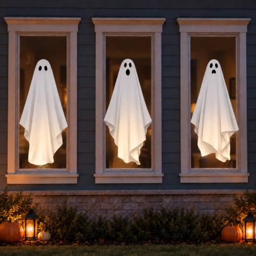 Halloween Ghost Window Clings & Mirror Decals - Large 3 Sheets - Ghosts & Bats - Halloween