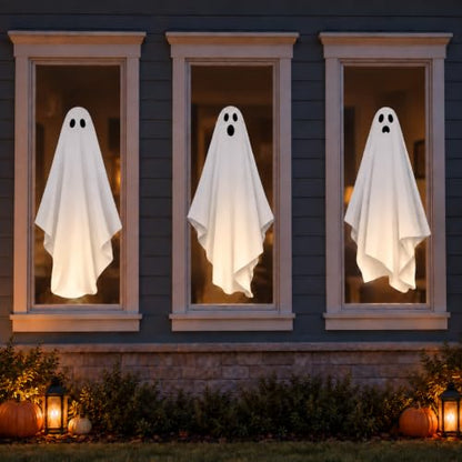 Halloween Ghost Window Clings & Mirror Decals - Large 3 Sheets - Ghosts & Bats - Halloween