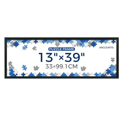 13x39 Inch Puzzle Frame Wall Mount with Plexiglas - Black Aluminum Wall Frame for Home Decor