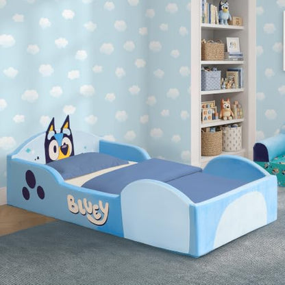 Bluey Foam Toddler Bed - Low Profile Bed Frame with Guardrails, Bluey Variation