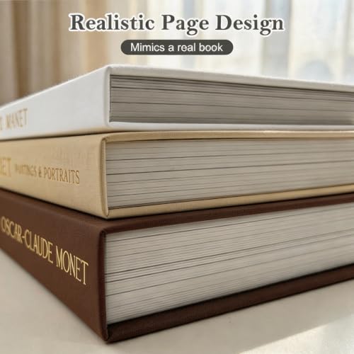 Decorative Faux Linen Book Set - Stackable Hidden Storage - Espresso, Oatmeal & Off-White