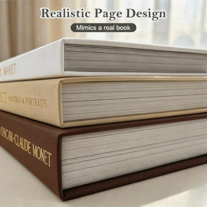 Decorative Faux Linen Book Set - Stackable Hidden Storage - Espresso, Oatmeal & Off-White