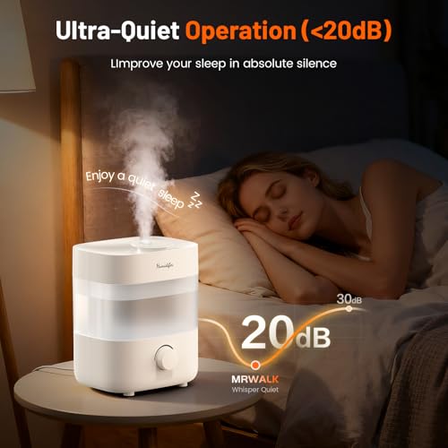 2L Top Fill Cool Mist Humidifier for Bedroom Quiet Ultrasonic Night Atmosphere