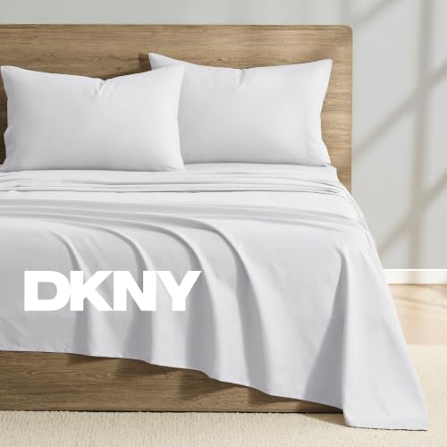DKNY Cooling Microfiber Sheet Set Queen Bright White 4-Piece