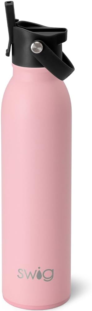 Swig Life 20oz Insulated Water Bottle - Travel-Friendly Design with Straw & Lid | Stainless Steel (Matte Blush)