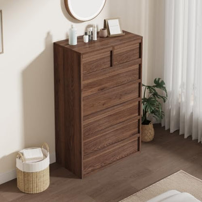 Garvee 7-Drawer Dresser, 46.8" Tall with Walnut Finish