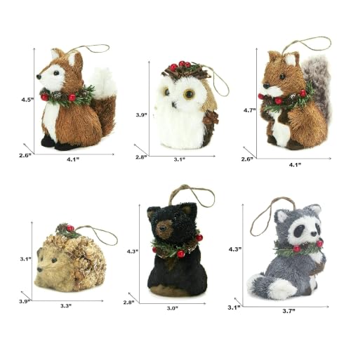 Forest Friends Woodland Animal Christmas Ornaments Set of 6 - Rustic Holiday Decor