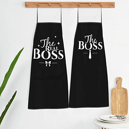 Funny Couple Aprons Waterdrop Resistant The Boss & The Real Boss Variation