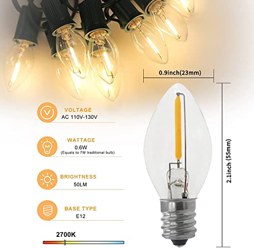 C7 LED Light Bulb & Accessory Cord Set - 2 Pack with Dimmer Switch - Warm White