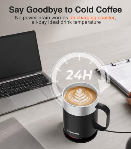 Self-Heating Coffee Mug 14oz with Black Finish & Smart Temperature Control