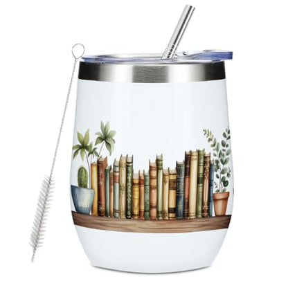 Book Decor Wine Tumbler - Floral 1589 Stainless Steel Travel Mug