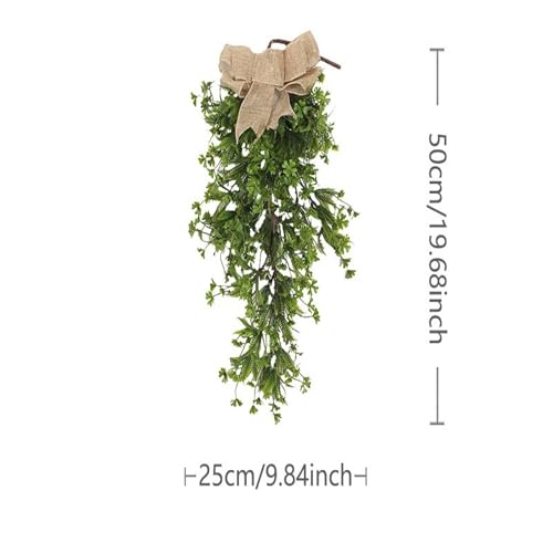 Artificial Four Leaf Clover Teardrop Swag Wreath for Door & Wall Decor