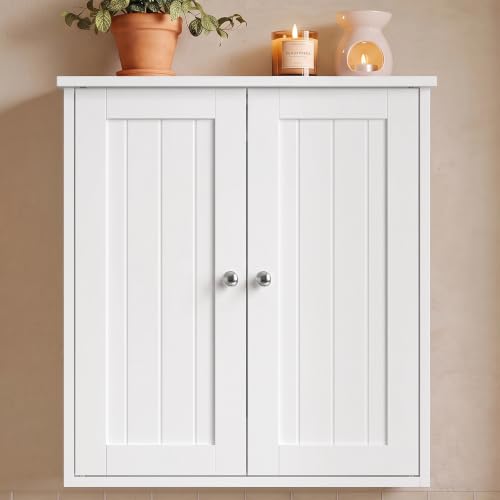 Tool-Free Wall Bathroom Cabinet with 2 Doors & Adjustable Shelves