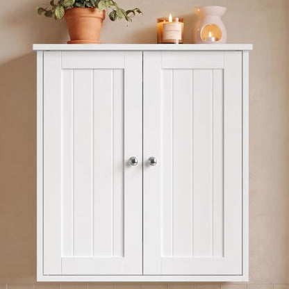 Tool-Free Wall Bathroom Cabinet with 2 Doors & Adjustable Shelves