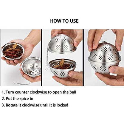 Spice Ball Extra Large For Cooking, Seasoning Ball, Spice Infuser, Tea Ball Filter, With Extended Chain Hook For Enhancing Soups, Stews, Cider, Wine, And Especially Brewing Large Quantities Of Tea