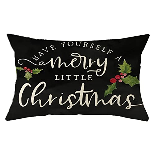 Christmas Throw Pillow Cover 12x20 Inch Holiday Farmhouse Cushion Case for Sofa