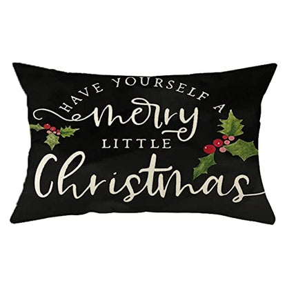 Christmas Throw Pillow Cover 12x20 Inch Holiday Farmhouse Cushion Case for Sofa