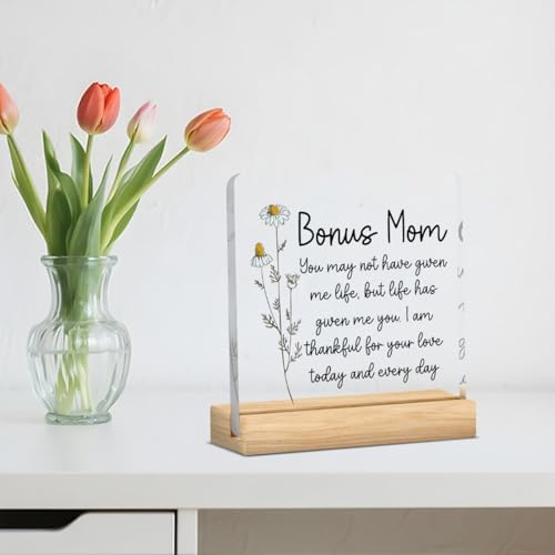 Bonus Mom Gifts from Stepmom Stepdad Acrylic Decor 4x4 Inches - Bonus1