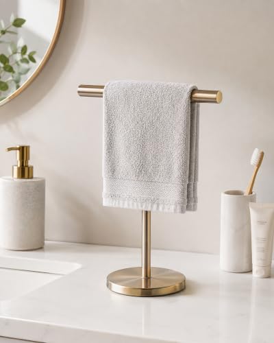T-Shape Hand Towel Holder Stand Champagne Bronze Bathroom Accessory