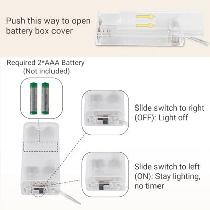 2 Pack Photo String Lights with Clips - 4.1Ft Battery-Powered Decorative Wall Hanger