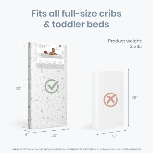Dream On Me 2-in-1 Full-Size Crib & Toddler Mattress Grey Safari