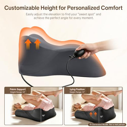Gray Memory Foam Intimacy Pillow for Couples with Adjustable Airbag Support