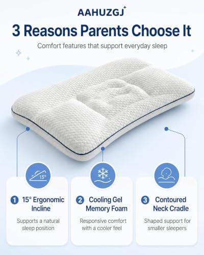 Kids Posture Pillow with Cervical Support - Ergonomic Neck Support, Cooling Memory Foam, 3-8