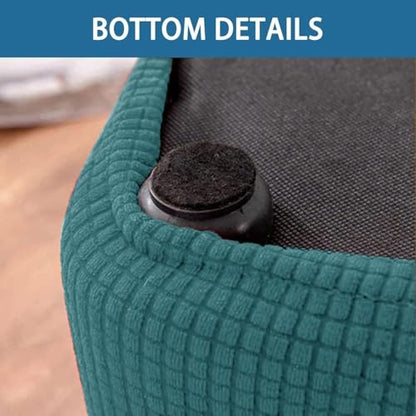 Black Square Ottoman Cover 33x33in Fitted Slipcover for Storage Cube Footrest