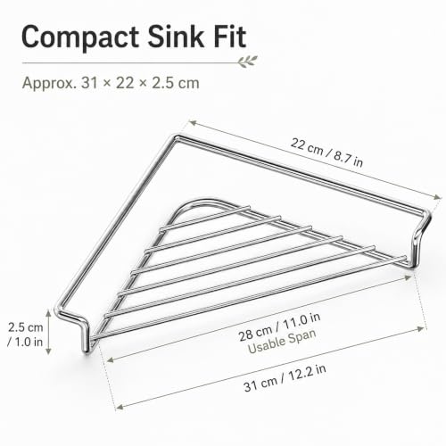Stainless Steel Corner Sink Shelf with Triangular Wire Rack - Slivery 1pcs