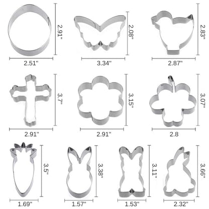 Easter Cookie Cutter Set of 10 Shapes for Baking & Crafts - Stainless Steel