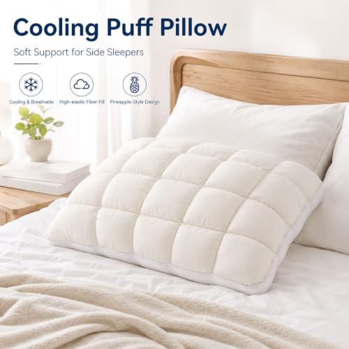Gray Soft Cloud Sleeping Pillow with Cooling Ice Silk Cover - Fluffy Support