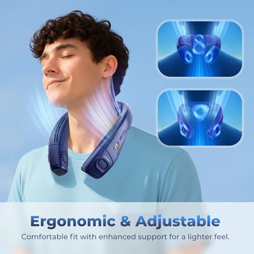 Portable Neck Fan with Cooling Chip and 3 Speed Modes - Hands-Free Personal Air Conditioner