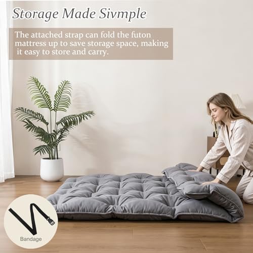 Japanese Futon Mattress Foldable Memory Foam Bed Pad - Twin Grey