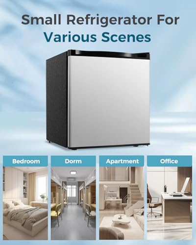 Mini Fridge with Freezer - 1.7 Cu.Ft Compact Silver Refrigerator