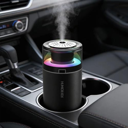 Mini Humidifier with Essential Oil Diffuser - 280ML, Black, Adjustable Light