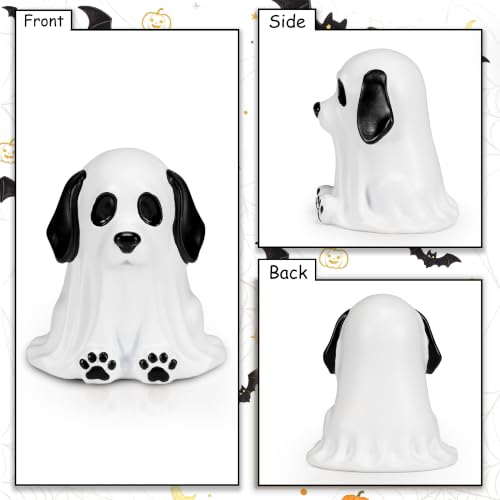 Mini Halloween Ghost Dog Figurines - Cute Resin Decor for Halloween and Shelf Display Variation of Halloween Decorations - Mini Cute Resin Ghost Dog for Halloween Decor
