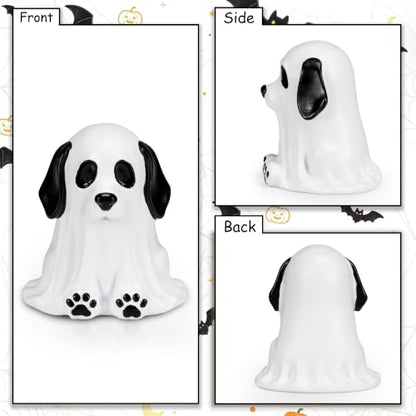 Mini Halloween Ghost Dog Figurines - Cute Resin Decor for Halloween and Shelf Display Variation of Halloween Decorations - Mini Cute Resin Ghost Dog for Halloween Decor