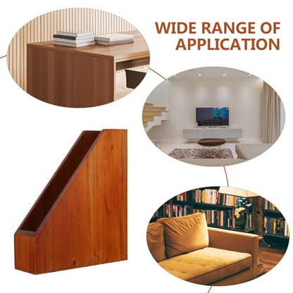 Wooden Magazine Holder with Multi-Layer Vertical File Organizer for Office Desk