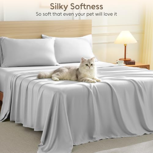 Gray King Size Tencel Lyocell Sheet Set - 4-Piece Eucalyptus Bedding