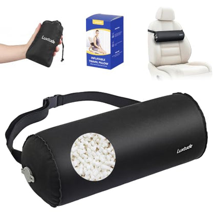 Inflatable Lumbar Pillow for Travel, Back Support Cushion for Airplane & Car