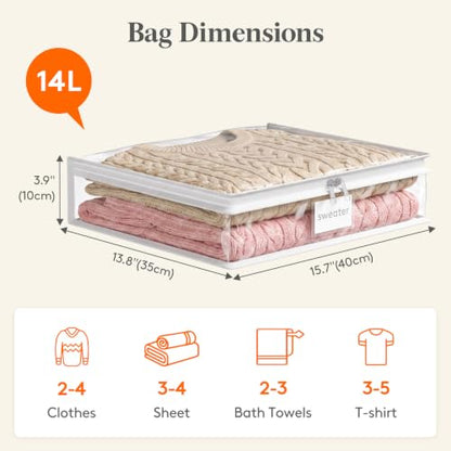 Lifewit 15.7 x 13.8 x 3.9 Inch Clear Zippered Storage Bags 6-Pack for Clothing & Linens