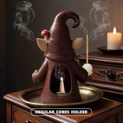 Gnome Incense Holder Cone Burner with Smoke Effect - Whimsical Decor Gift