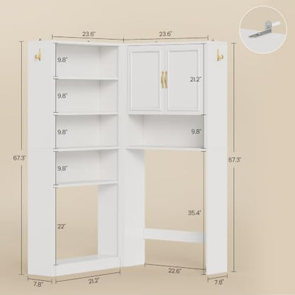 UPOSOJA White L-Shaped Modular Over Toilet Storage Cabinet - Bathroom Organizer