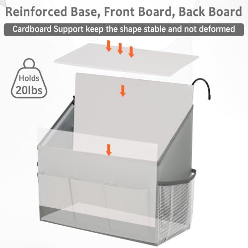 Gray Bedside Caddy Organizer for Dorm Hospital Bed Storage Bag - Full Coverage Support