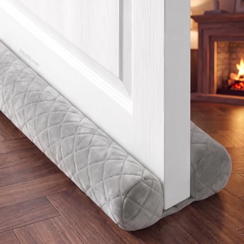 Velvet Door Draft Stopper 36 Inch Gray Under Door Seal Gap Filler