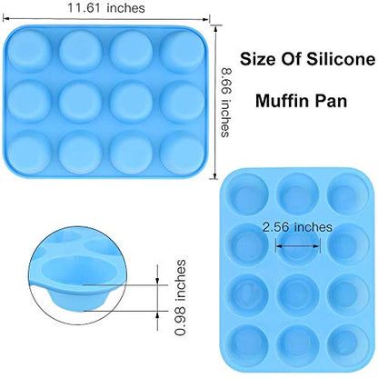 Qtopun Silicone Mini Muffin Pan, 4 Pack 24 Cups Silicone Mold Cups Baking Pan, Silicone Muffin Tins Baking Moulds (12-cup multi-color)