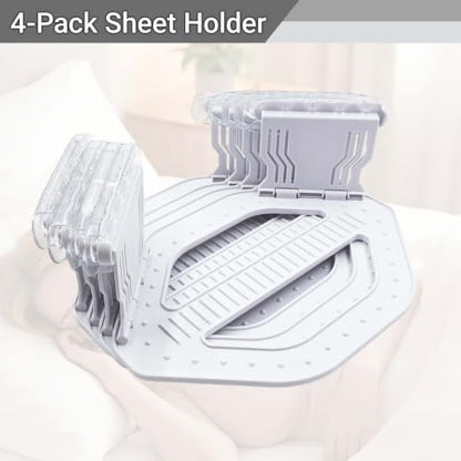 Heavy Duty Bed Sheet Holders for Corners - 4 Pack Fitted Sheet Clips with Locking Sliders